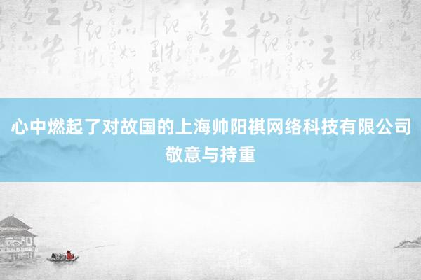 心中燃起了对故国的上海帅阳祺网络科技有限公司敬意与持重